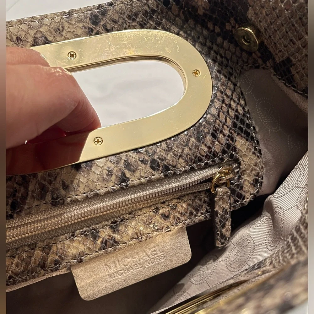 Michael Kors Python Embossed Leather Clutch - Picture 8 of 9